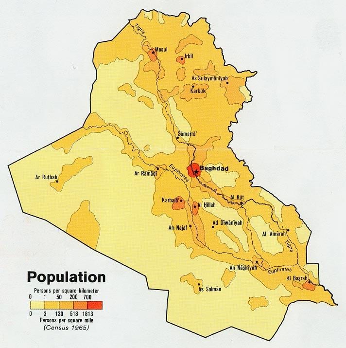Carte de l'Irak de la population