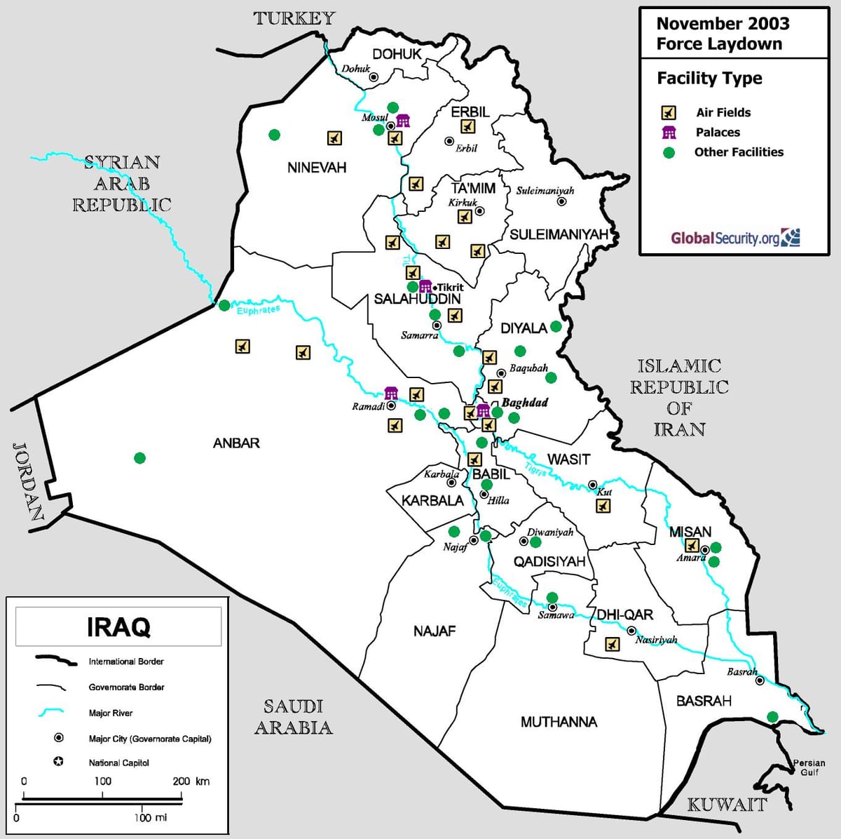 Carte de l'Irak aéroports