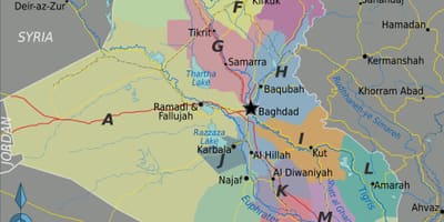 Carte des régions de l'Irak